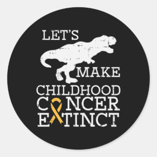 Sticker Rond Trex Cancer de l'enfant Dinosaure de sensibilisati