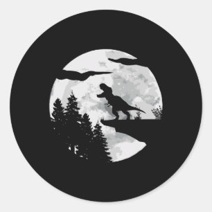 Sticker Rond TRex Dinosaur Ciel de nuit Dino Trex Tyrannosaur