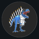 Sticker Rond Trex Dinosaur Menorah Hanoukka Chanukah Jewish Boy<br><div class="desc">Trex, Dinosaure, Menorah, Hanoukka, Chanoukah, Juif, Garçons, Enfants_1</div>