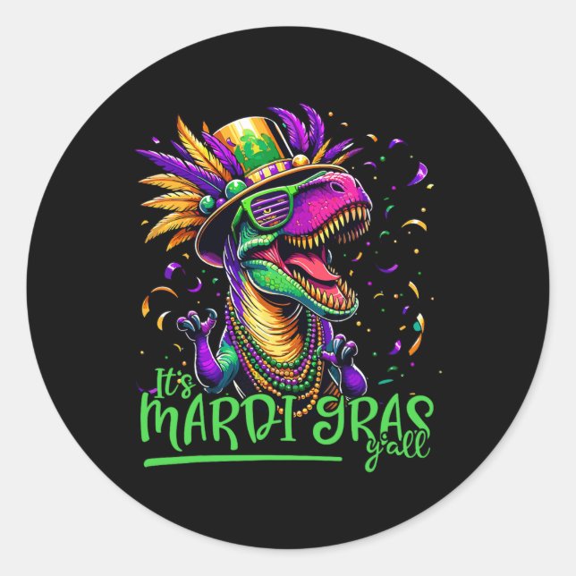 Sticker Rond Trex Dinosaur Parade tenue Shenanigans Costume Ma (Devant)