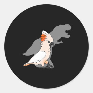 Sticker Rond TRex Moluccan Cockatoo Ombre Dinosaure Oiseau Amou