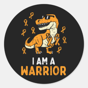 Sticker Rond Trex Orange Ribbon Im Un Guerrier Leucémie Sensibi