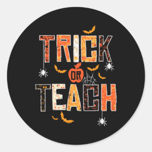 Sticker Rond Tri Ou Enseigner Retro Halloween Enseignantes Femm