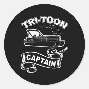 Sticker Rond Tri-toon Capitaine Funny Tritoon Boa Pontoon de ba