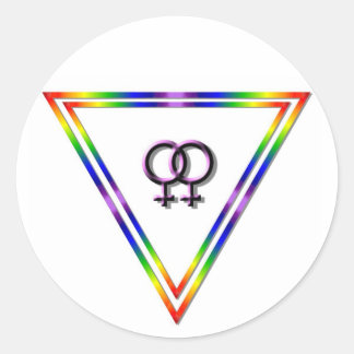 Sticker Rond Triangle arc-en-ciel féminin/féminin