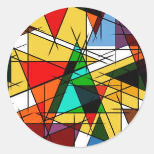Sticker Rond Triangle Coloré Géométrique Moderne 