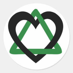 Sticker Rond Triangle d'adoption noir vert
