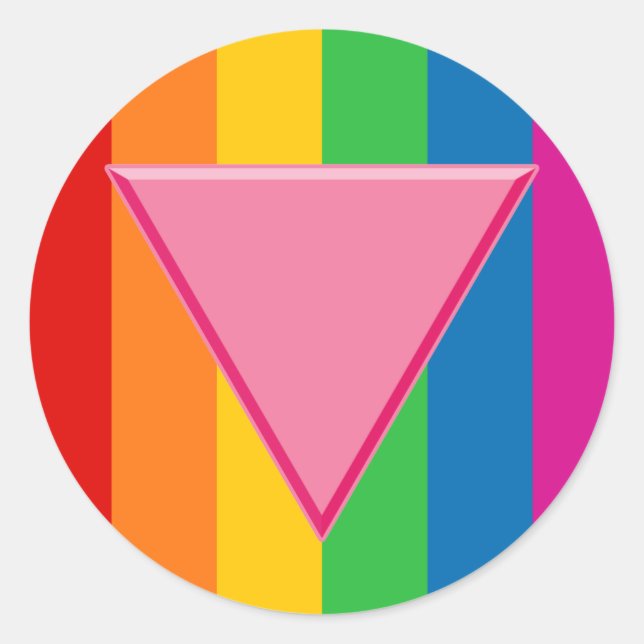 Sticker Rond Triangle rose gay pride (Devant)