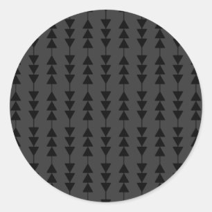 Sticker Rond Triangles à pendage noir moderne et élégant sur fu