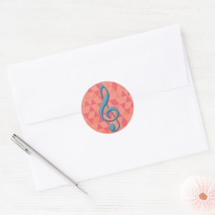 Sticker Rond Triangles géométriques Clé Arbre Turquoise et Rose