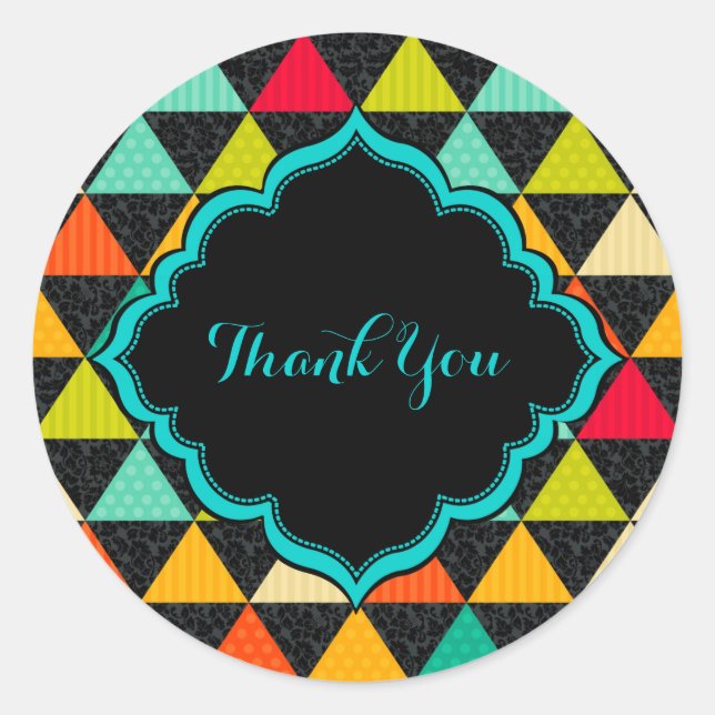 Sticker Rond Triangles géométriques colorés Motif transparent (Devant)