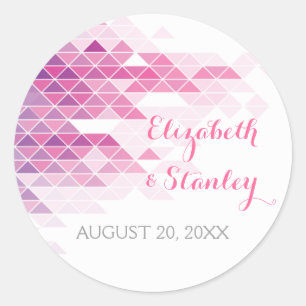 Sticker Rond Triangles géométriques roses mariage moderne