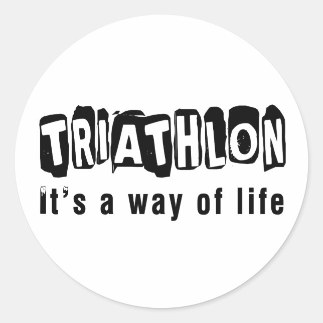 Sticker Rond Triathlon C'est un mode de vie (Devant)