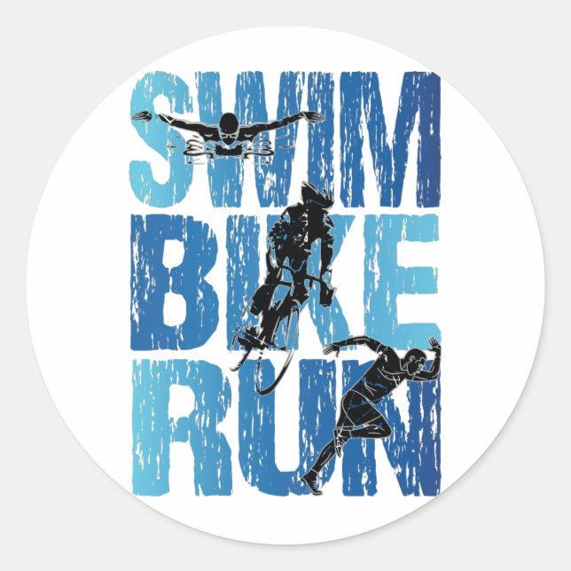 Sticker Rond Triathlon - Course à vélo de natation (Devant)