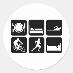 Sticker Rond Triathlon drôle