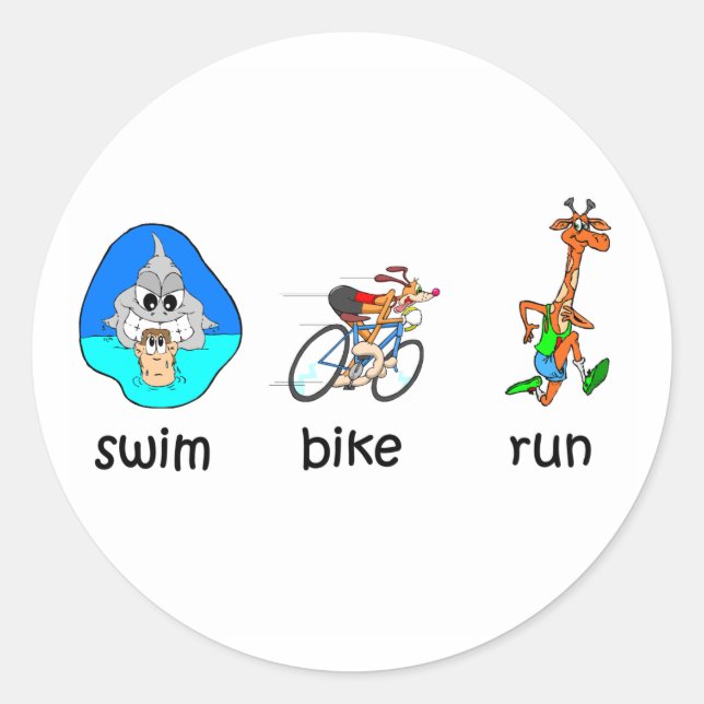 Sticker Rond Triathlon drôle (Devant)