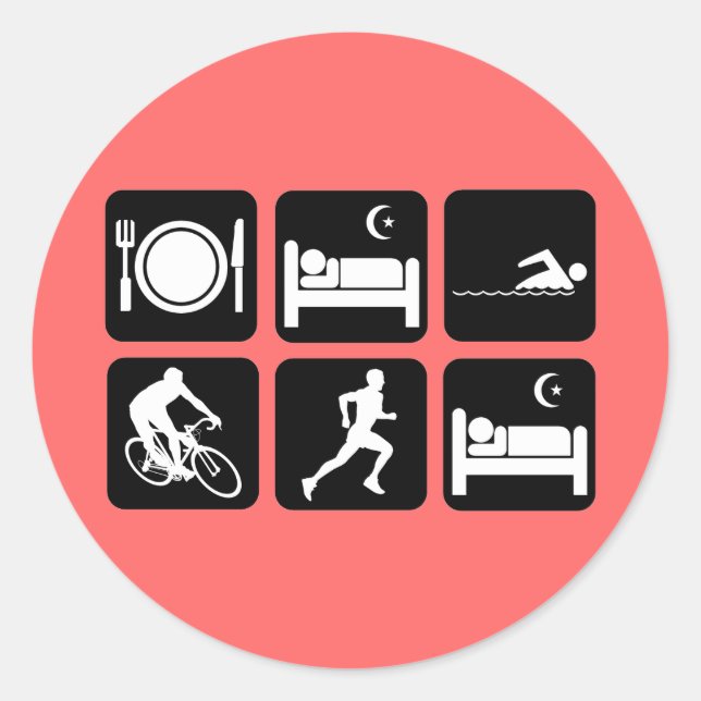 Sticker Rond Triathlon drôle (Devant)