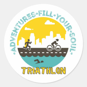 Sticker Rond Triathlon. L'aventure remplit votre âme
