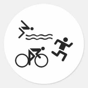 Sticker Rond Triatholon - course à vélo nage