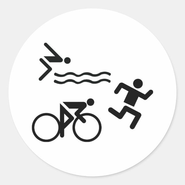 Sticker Rond Triatholon - course à vélo nage (Devant)