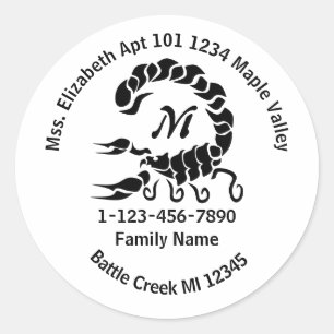 Sticker Rond Tribal Black Scorpion Family Adresse domiciliaire