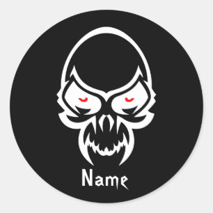 Sticker Rond Tribal blanc noir classique élégant simple frais