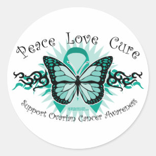 Sticker Rond Tribal de papillon de Cancer ovarien