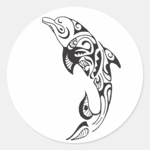 Sticker Rond Tribal Dolphin