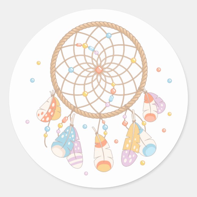 Sticker Rond Tribal Dreamcatcher Boho Baby (Devant)