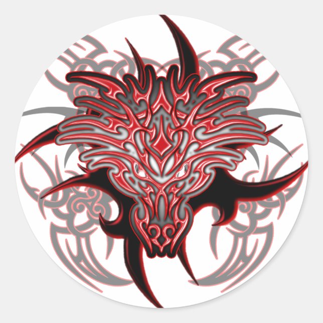 Sticker Rond Tribal du dragon (Devant)