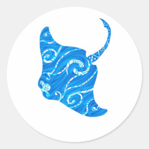 Sticker Rond Tribal Manta Ray