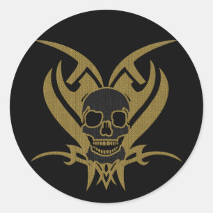 STICKER ROND TRIBAL SKULL