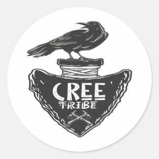 Sticker Rond Tribe crie - Amérindien Corbeau Spirit