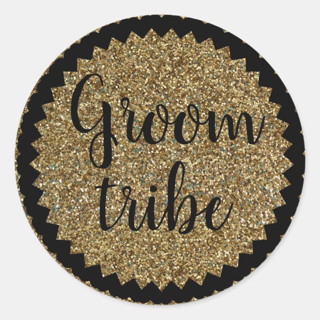 Sticker Rond Tribe Groom Gold GlitterSticker rond classique (Devant)