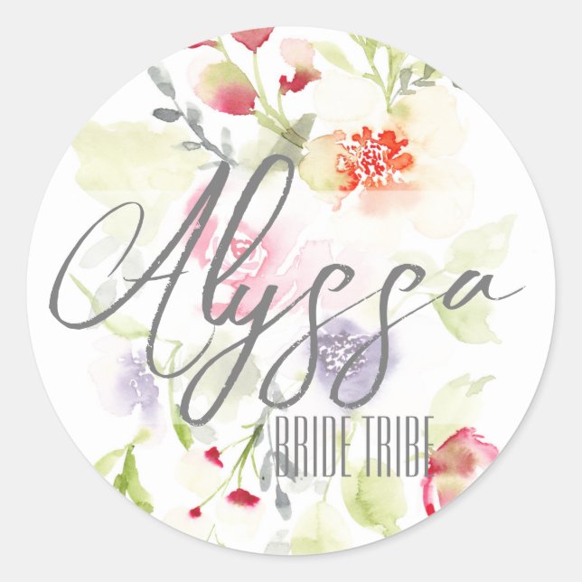 Sticker Rond Tribu de la mariée aquarelle (Devant)