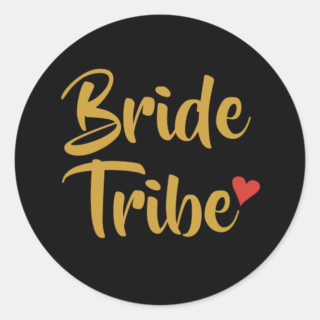 Sticker Rond Tribu de la mariée cœur rouge (Devant)