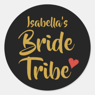 Sticker Rond Tribu de mariées personnalisée Coeur rouge