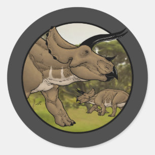 Sticker Rond Tricératops #2