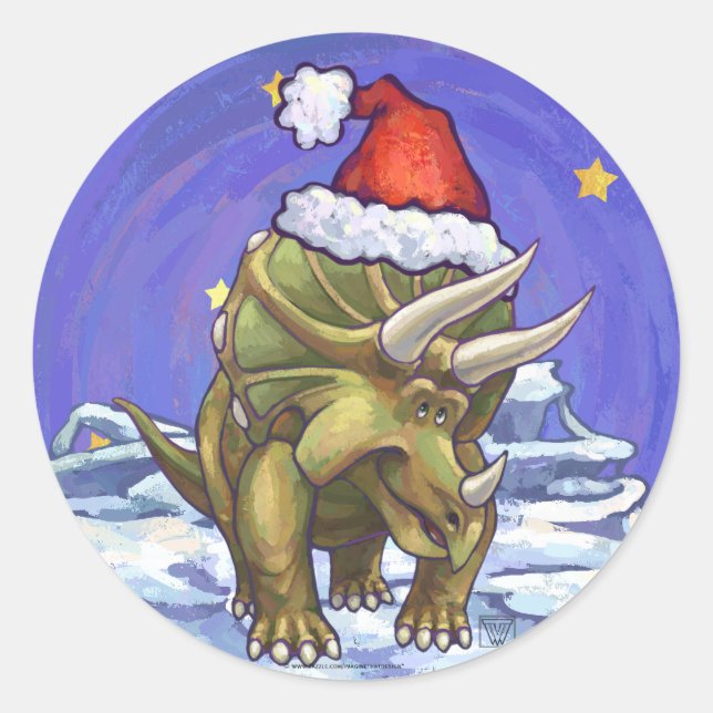 Sticker Rond Tricératops Noël (Devant)