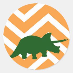 Sticker Rond Triceratops sur le chevron de zigzag - jaune