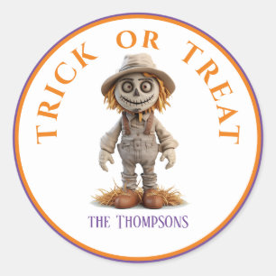 Sticker Rond Trick d'Halloween ou traiter le gros écureuil