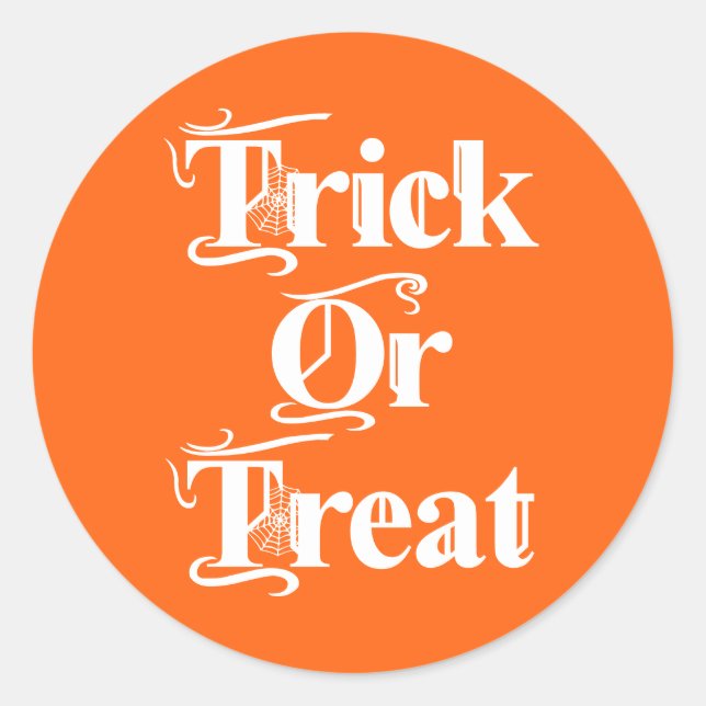 Sticker Rond Trick éffrayant ou traiter Cobweb Letters (Devant)