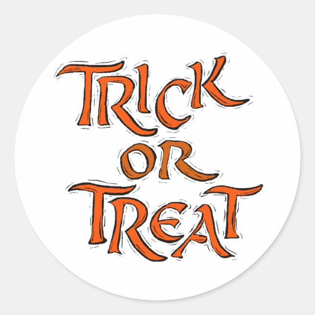 Sticker Rond Trick Halloween ou Traiter les mots (Devant)