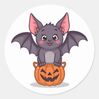 Sticker Rond Trick mignon ou chauve-souris