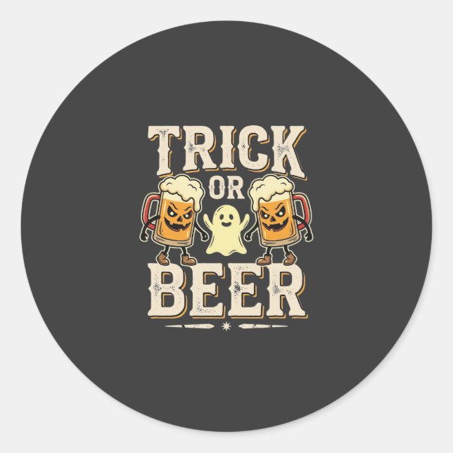 Sticker Rond Trick or Beer Halloween Beer Design_1 (Devant)