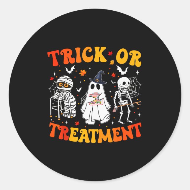 Sticker Rond Trick Or Pt Physical Therapy Therast Halloween  (Devant)