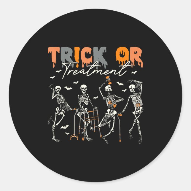 Sticker Rond Trick Or Pt Physical Therapy Therast Halloween  (Devant)