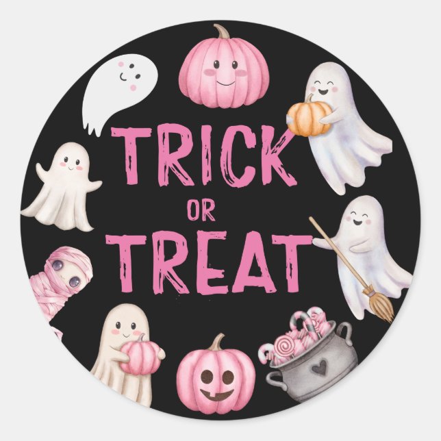 Sticker Rond Trick Or Three Halloween Ghost 3e Anniversaire (Devant)