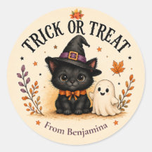 Trick or Treat Chat Noir & Fantôme Halloween