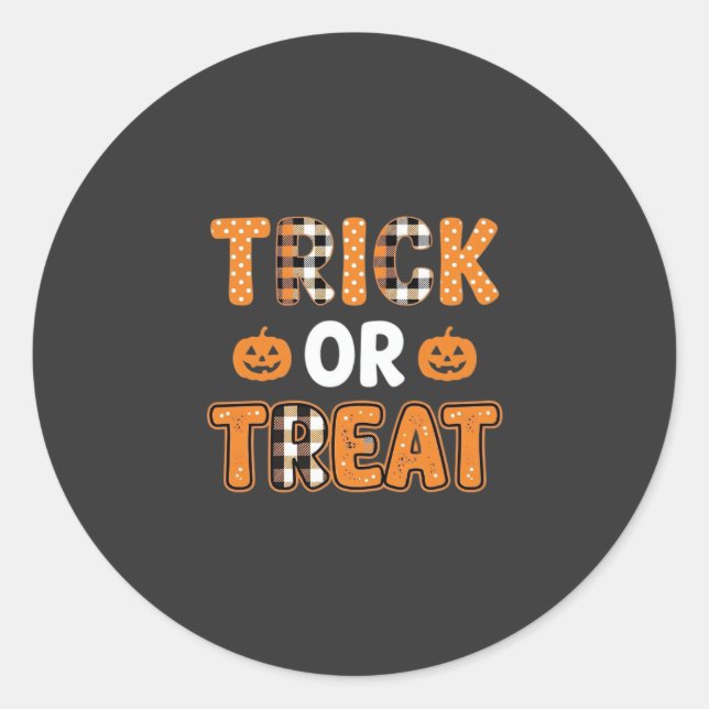 Sticker Rond Trick or Treat Halloween Pumpkin Vector Design_1 (Devant)